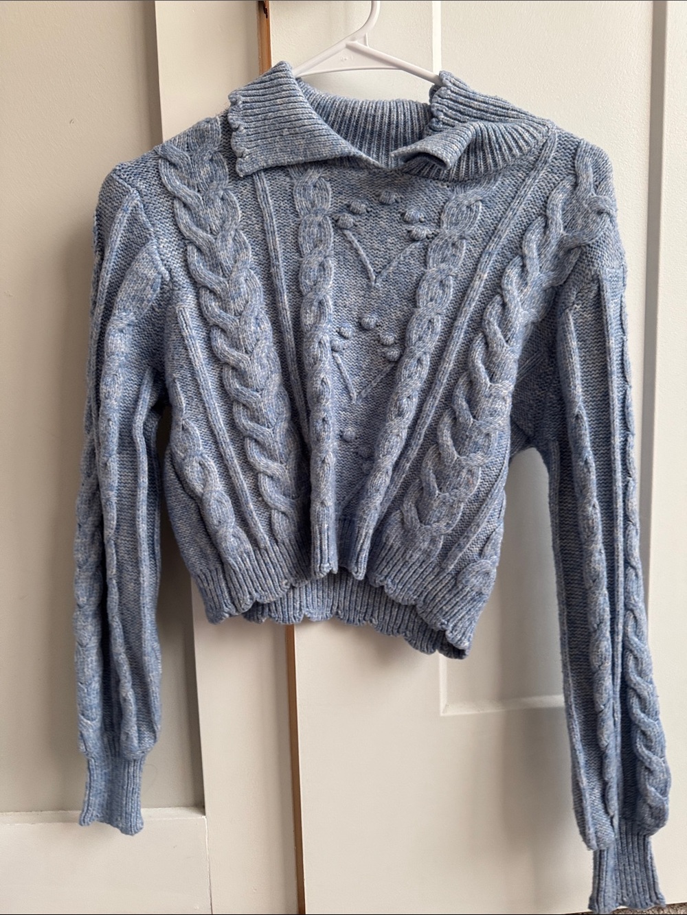 Cotton On Light Blue Cable-Knit Turtleneck Sweater